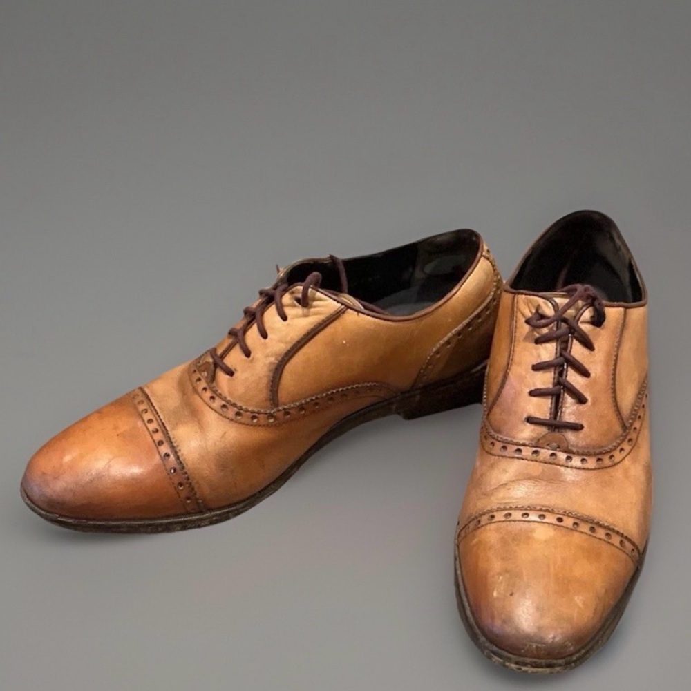 Cole Haan Wayne Cap Toe Oxford Shoes – Brown Leather, Size 10